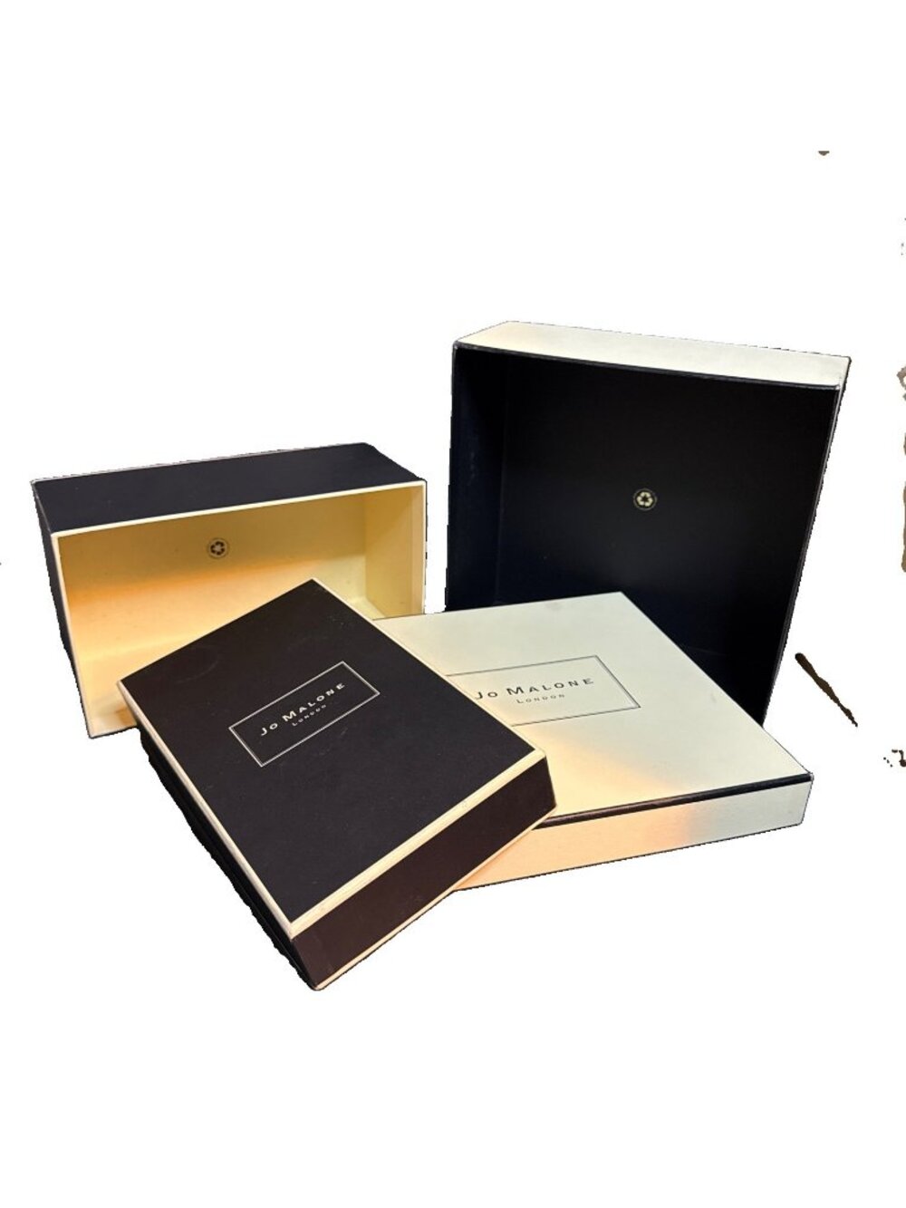 Jo Malone London EMPTY Gift Boxes Black Box 9”Lx5”Wx4”H Ivory Box 9”Lx8”Wx3.5”H